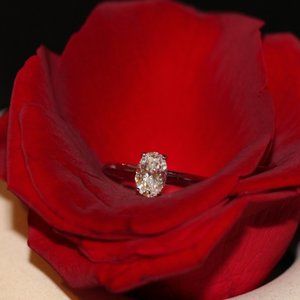 1 Carat Oval Cut Statement Ring in 14K Solid White Gold #Certified Lab Diamond